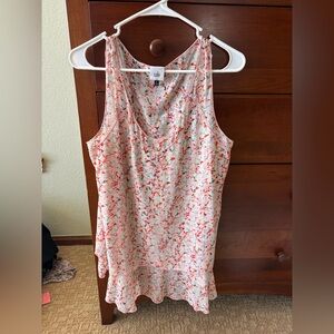 CAbi Women's Floral Tank Top - Pink and White